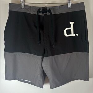 Diamond Supply Co Board Shorts Swim Trunks Black & Gray Color Block Logo Size 36